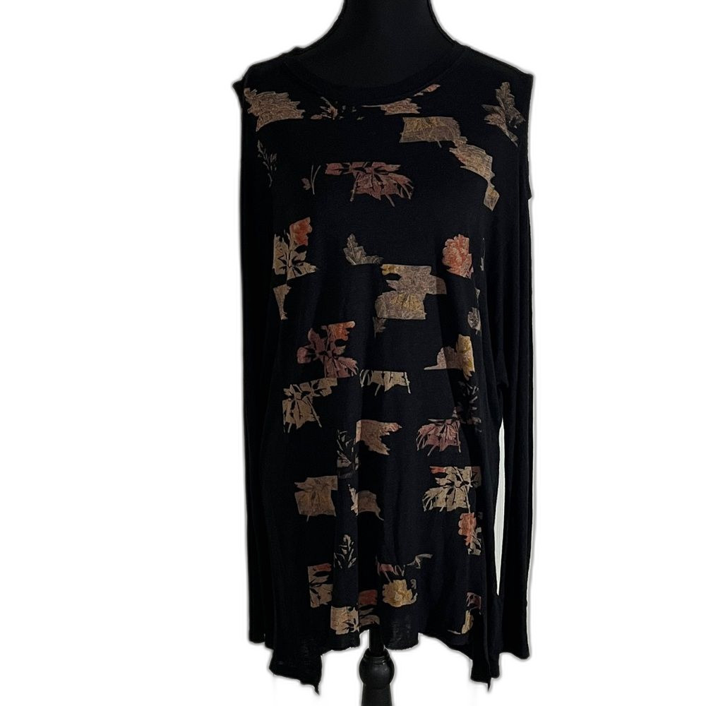 All Saints Arosa Aino Cold Shoulder Long Black Tee Shirt Size Medium Nashville